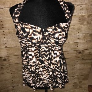 Animal print tankini swim top
